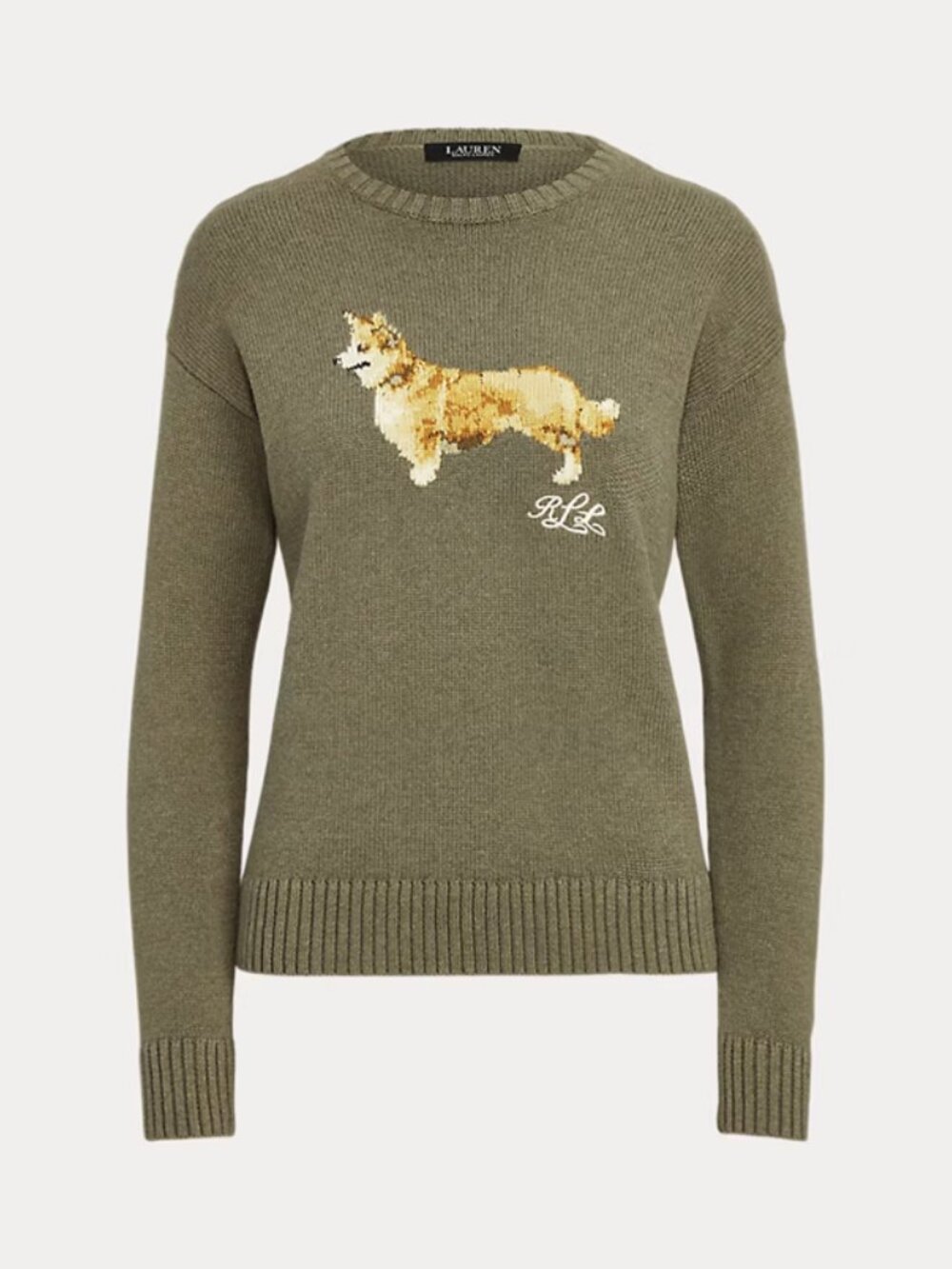 Ralph Lauren Intarsia-Knit Cotton Corgi Dog Sweater XXS